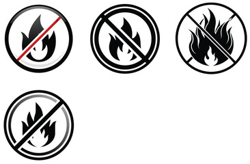 No Fire Flame Signs: Prohibition & Safety Warning Icons