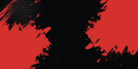 Black and Red Grunge Brush Background with Halftone Effect