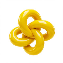 Abstract yellow rings intertwined in a knot