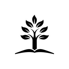 minimalist clear growing book tree icon logo