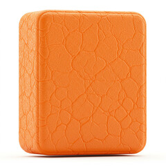 Orange leather texture cube isolated