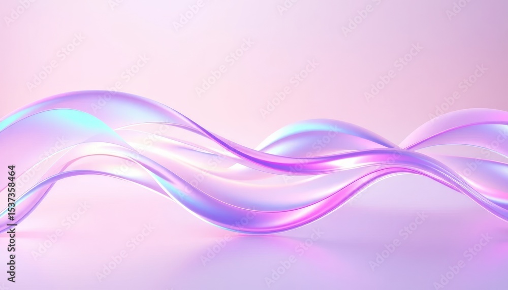 Poster elegant abstract waves with a luminous and holographic effect background