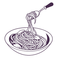 silhouette spaghetti on white background
