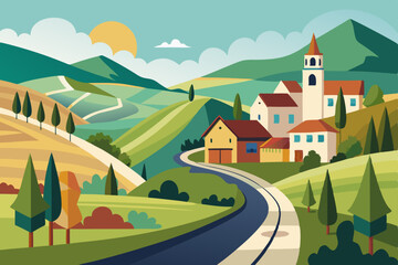 road passing through small village in hills