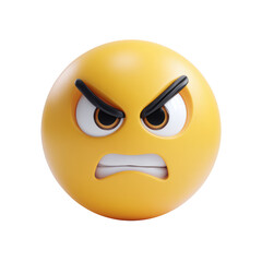 Fototapeta premium Angry emotion face png isolated in 3d transparent using for presentation.