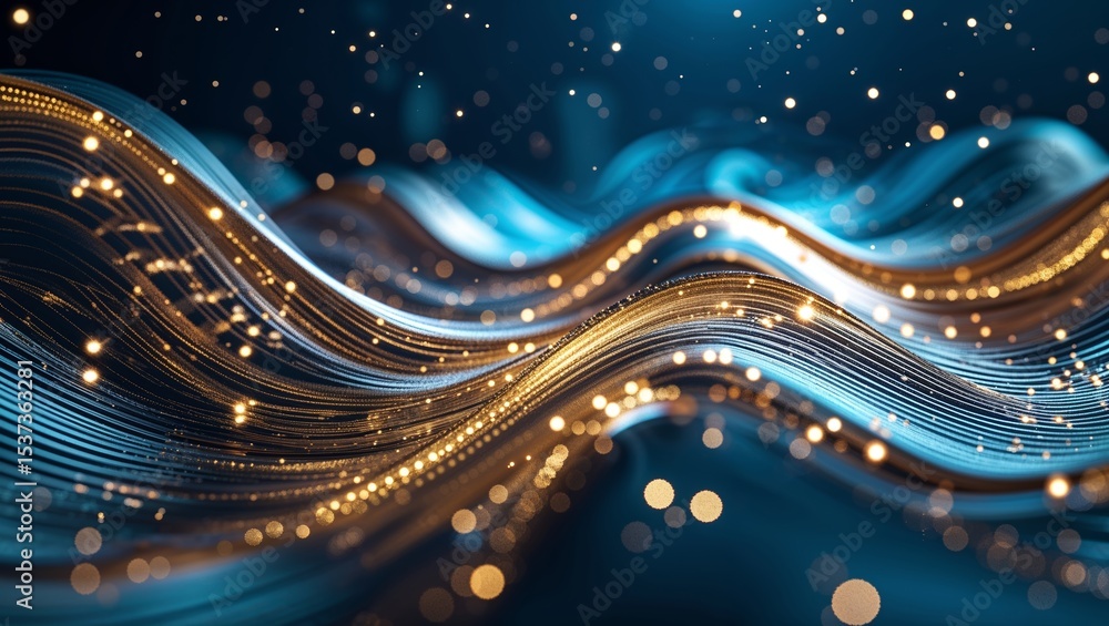 Poster illuminated waves of light and color create a mesmerizing abstract design in a digital artwork