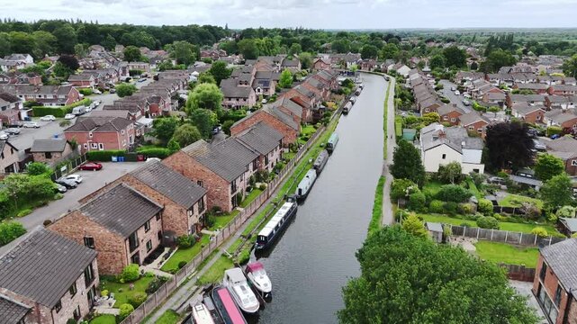 Narrow boats moored on the Bridgewater Canal