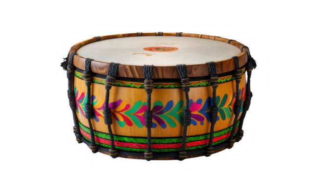 Traditional Jamaican drum with colorful decorations and design  