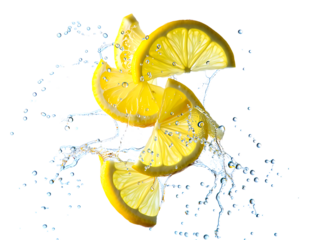 Refreshing Lemon Slices Splashing in Water A Vibrant Citrus Burst