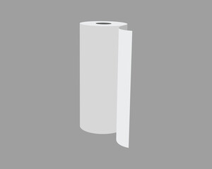 Clean, minimalist illustration of a paper roll against a neutral grey backdrop.  Perfect for concepts of freshness, new beginnings, or simplicity.