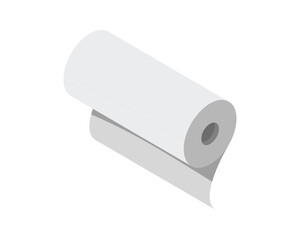 Clean, minimalist isometric illustration of a roll of paper.  Perfect for representing concepts of freshness, new beginnings, or clean solutions.