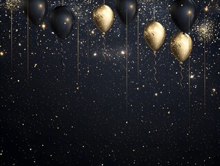 Elegant Black and Gold Balloons Celebration Background