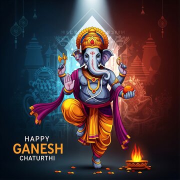Happy ganesh chaturthi celebration lord ganesha illustration
