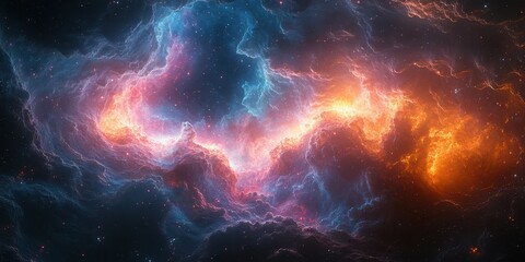 Colorful cosmic nebula captures the vast beauty of space and stellar formations in vibrant hues