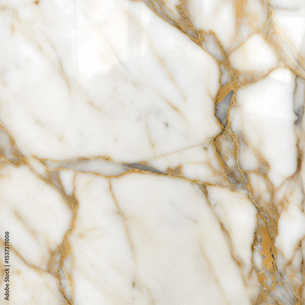 Poster a luxurious close-up of white marble with intricate gold and gray veining, creating an elegant and s