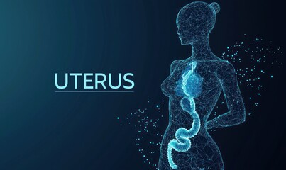 Digital representation of female anatomy with focus on uterus and reproductive system