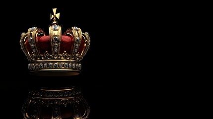 One Nation: Regal Coronation Crown Adorned with Royal Splendor Against a Dark Canvas