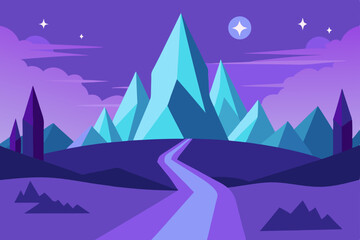 Obraz premium vector illustration of a night landscape