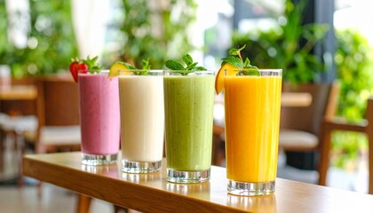 Smoothie - A blended beverage made from fruits, yogurt, juice, or milk, served cold. 