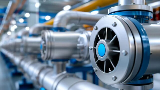 Industrial piping system with advanced pump technology at a manufacturing facility