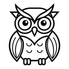 Fototapeta premium Owl Outline Vector Icon