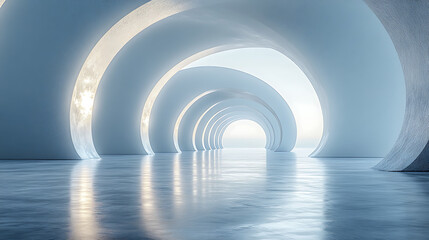 Obraz premium light in the tunnel, blue corridor in a modern building