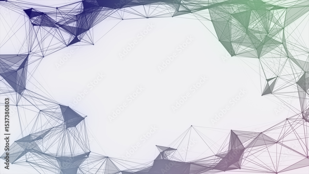 Poster plexus technology background from animated lines and dots. geometrical white backdrop