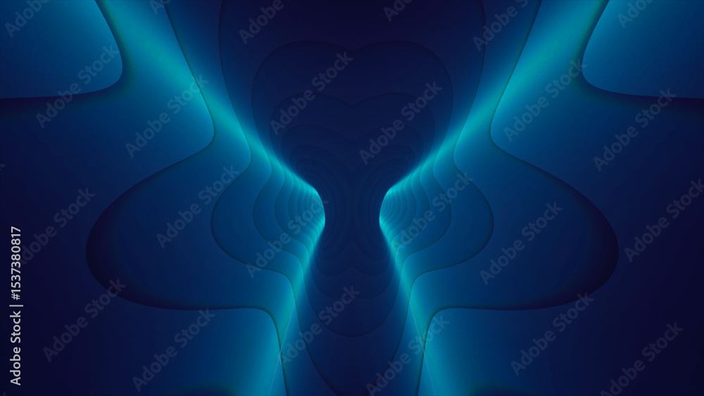 Poster abstract endless futuristic blue corridor. 3d animation of a tunnel in slow motion. 4k video. 3d ren