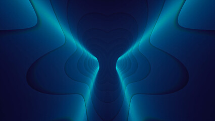 Abstract Endless futuristic blue corridor. 3D animation of a tunnel in slow motion. 4K video. 3d render