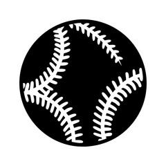 Monochrome baseball icon with abstract stitching and modern minimalist design style silhouette vector