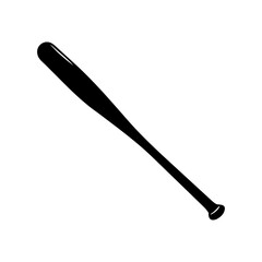 Black baseball bat against a transparent background, simple and modern design silhouette vector