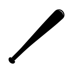 A simple, minimal, and silhouetted depiction of a baseball bat in black silhouette vector