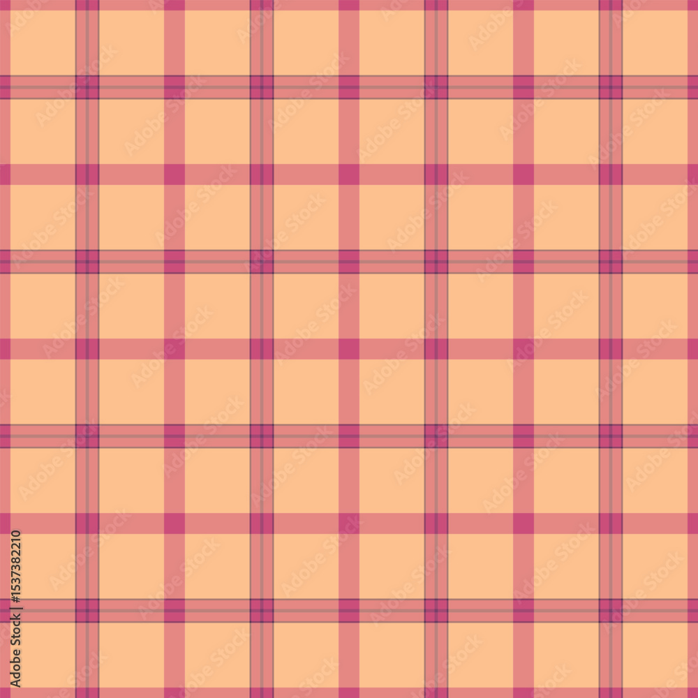 Poster classic plaid pattern featuring intersecting lines in soft peach and pink. versatile for backgrounds