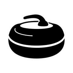 Isolated Black and White Curling Stone Depicting Winter Olympic Sport Icon silhouette vector