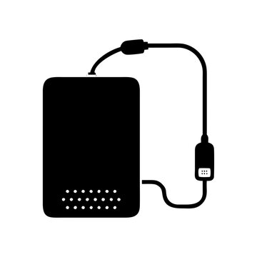 black hard drive connected cable clip art preview