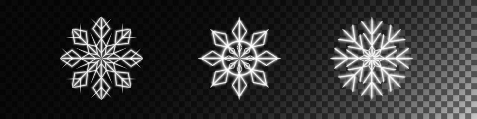 Set of snowflakes, luminous lines, New Year's and Christmas decoration 1. Set of isolated objects 48.