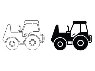 Naklejka premium Minimalist illustration of two tractor outlines in black and white for design projects
