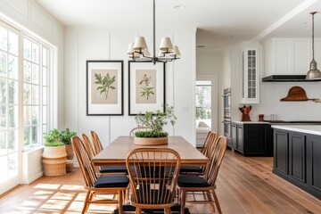 Stylish Black Vertical Frame Mockup for Kitchen Wall Art on a Sleek Dining Table