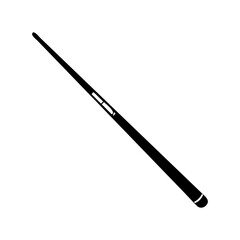 Isolated black and white vector of a billiard cue on a transparent background silhouette vector
