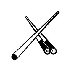Stylized monochrome vector of chopsticks in a crossed position on transparent background silhouette vector