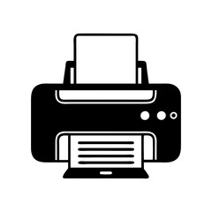 Black and White Printer with Paper Ready to Print Documents Nicely silhouette vector
