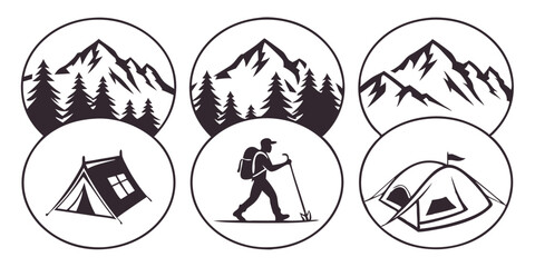 vector mountain elements for outdoor travel
