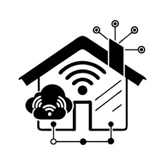 Smart Home Automation and IoT Concept Featuring Wireless Connectivity to the Cloud silhouette vector
