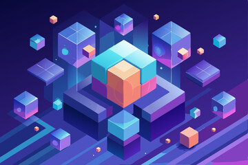 Abstract 3D colorful geometric cube pattern design for business and technology concept illustration