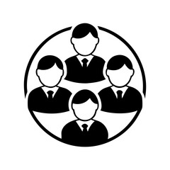 Four Business People Group Illustration for Teamwork and Collaboration in a Circle silhouette vector