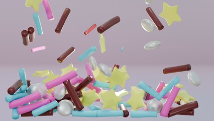 vivid sprinkles splash on the pink background