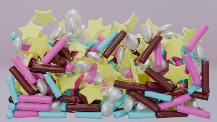 vivid sprinkles splash on the pink background