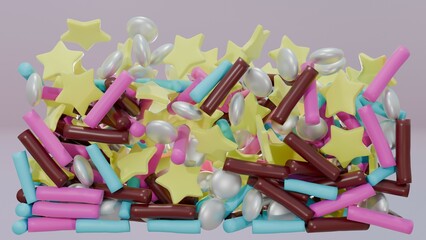 vivid sprinkles splash on the pink background