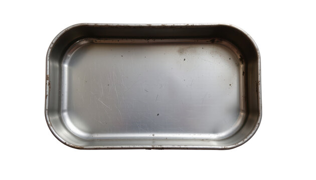 the image shows a rectangular tray with rounded corners, likely made of a dull, metallic material
