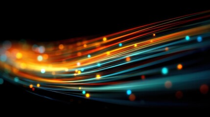 A colorful line of dots with a blue stripe. The line of dots is in the middle of the image